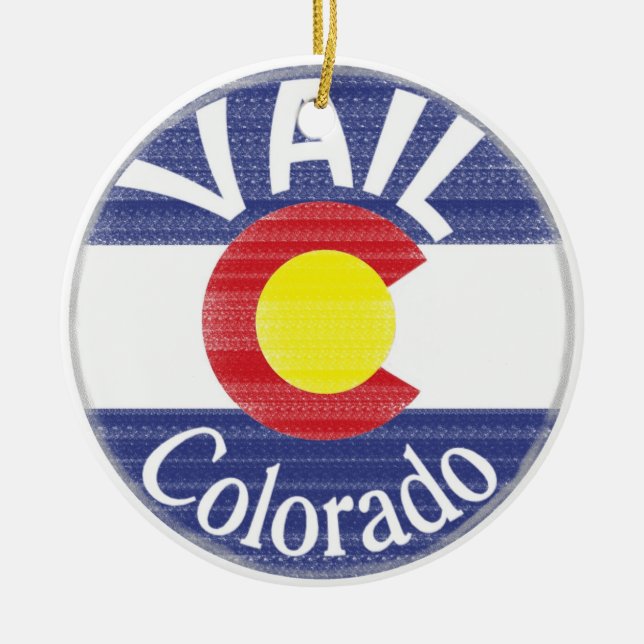 Vail Colorado circle flag Ceramic Ornament (Front)