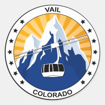 Vail Colorado Classic Round Sticker by StargazerDesigns at Zazzle