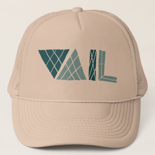 vail colorado crosshatch font trucker hat