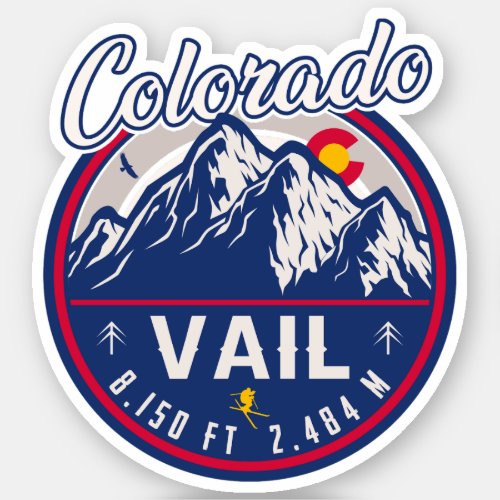 Vail Colorado Mountain Retro Sunset Souvenirs Sticker