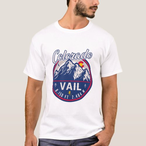 Vail Colorado Mountain Retro Sunset Souvenirs T_Shirt