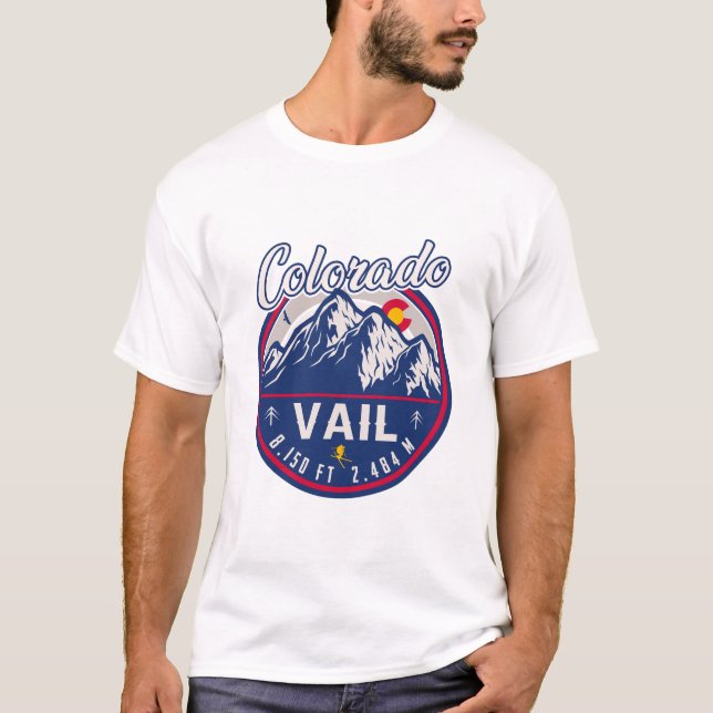 Vail Colorado Mountain Retro Sunset Souvenirs T-Shirt (Front)