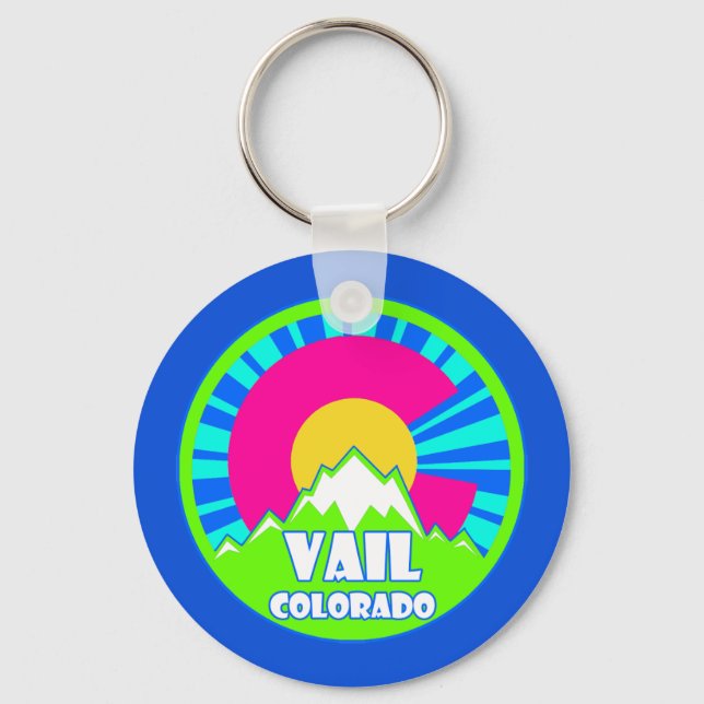 Vail Colorado neon mountains keychain (Back)