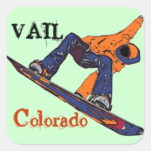 Vail Colorado orange blue snowboarder stickers