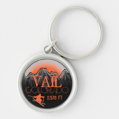 Vail Colorado orange ski mountain keychain