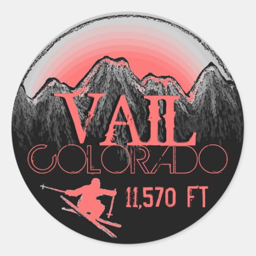 Vail Colorado pink ski mountain stickers