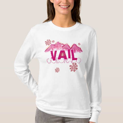 Vail Colorado pink themed mountain hoodie T_Shirt