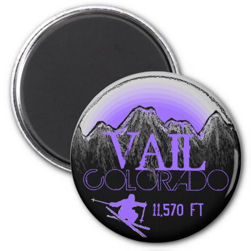 Vail Colorado purple ski mountain magnet