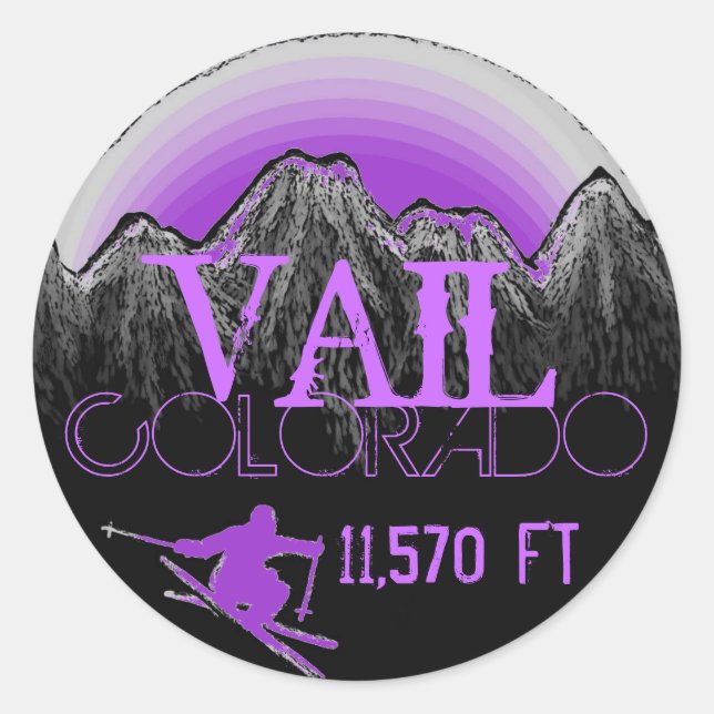 Vail Colorado purple ski mountain stickers (Front)