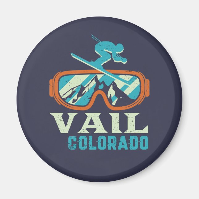 Vail Colorado Retro Skiing Snowboarding Magnet (Front)