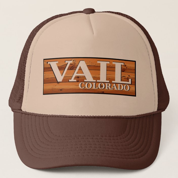 Vail Colorado rustic log sign hat