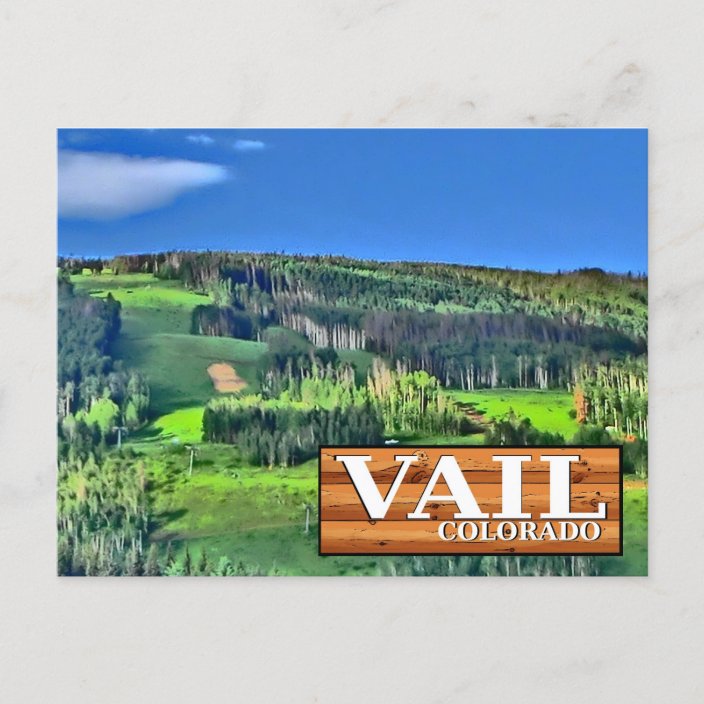 Vail Colorado scenic rustic sign postcard
