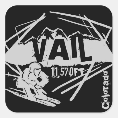 Vail Colorado ski elevation dark stickers