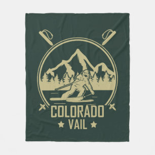 Vail Colorado Ski Fleece Blanket
