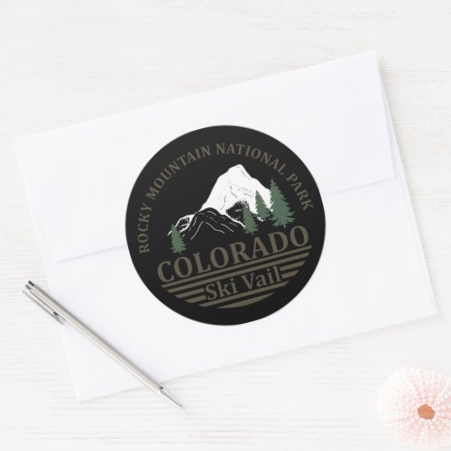 Vail Colorado ski resort vintage Classic Round Sticker