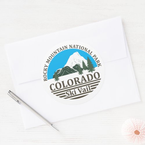 Vail Colorado ski resort vintage Classic Round Sticker