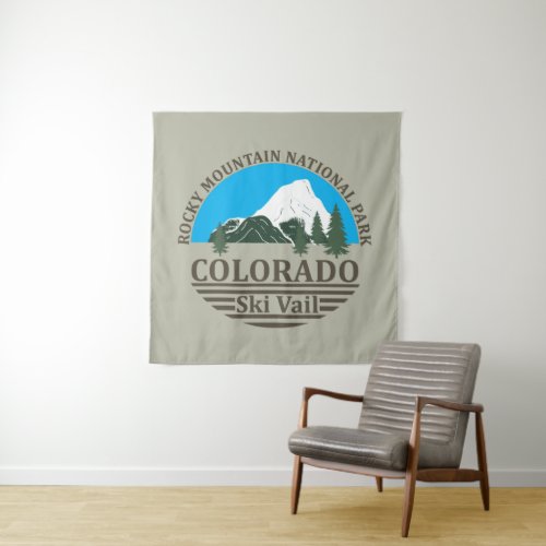 Vail colorado ski resort vintage tapestry