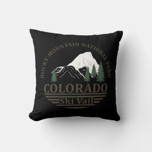 Vail Colorado ski resort vintage Throw Pillow