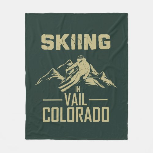 Vail Colorado Skier Fleece Blanket