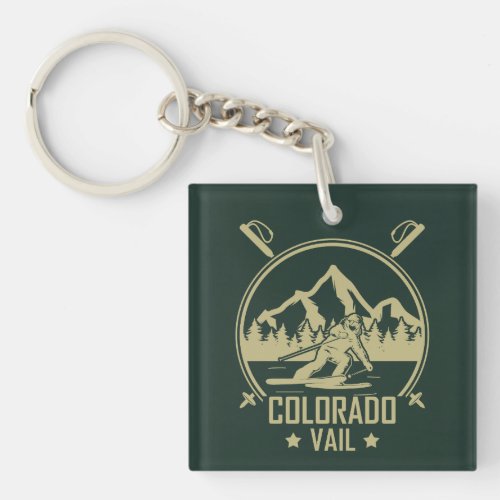 Vail Colorado Skier Keychain