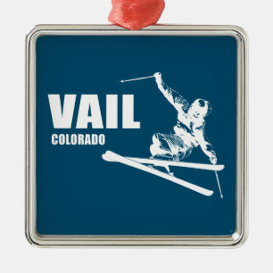 Vail Colorado Skier Metal Ornament