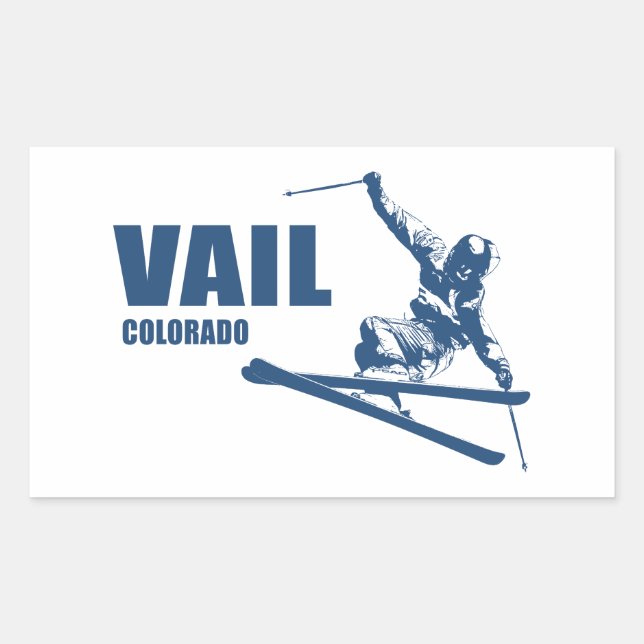 Vail Colorado Skier Rectangular Sticker (Front)