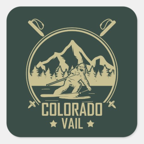 Vail Colorado Skier Square Sticker