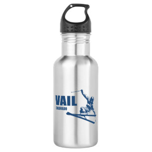 Vail Colorado Skier Stainless Steel Water Bottle