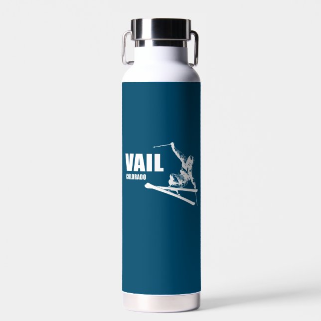 Vail Colorado Skier Water Bottle (Front)