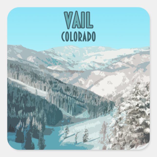 Vail Colorado Snow Mountains Vintage Square Sticker
