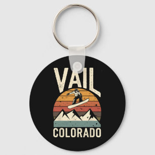 Vail Colorado Snowboard Vintage Snowboarding Mount Keychain