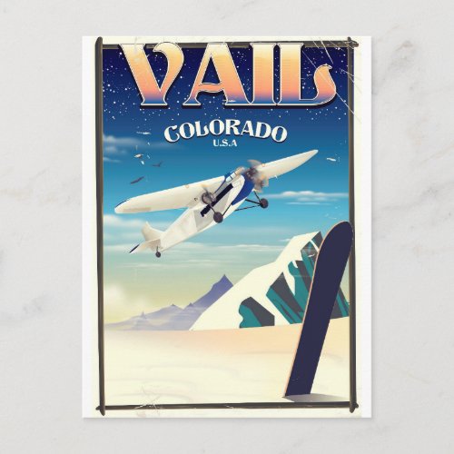 Vail Colorado vintage travel poster Postcard