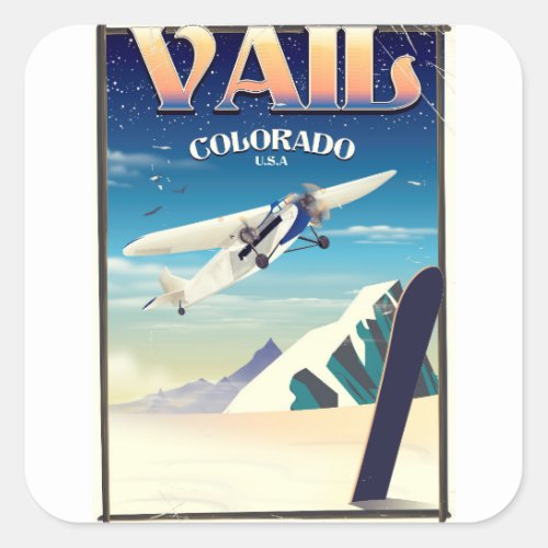 Vail Colorado vintage travel poster Square Sticker