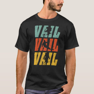 Vail Letters In Retro Colors Skier Silhouette Wint T-Shirt