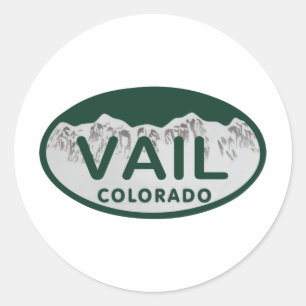 Vail license oval classic round sticker