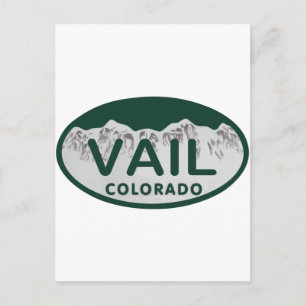 Vail license oval postcard