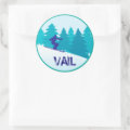 Vail Snow Skiing Circle Classic Round Sticker | Zazzle