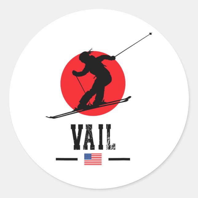 Vail Usa Ski Resort Rocky Mountains American Skiin Classic Round Sticker (Front)