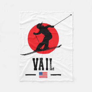 Vail Usa Ski Resort Rocky Mountains American Skiin Fleece Blanket
