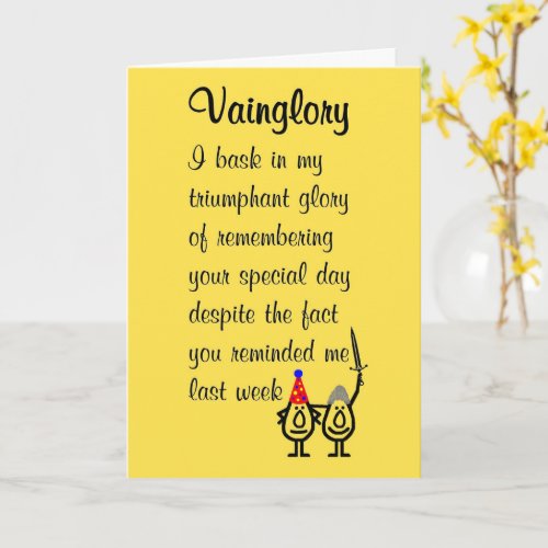 Vainglory A Funny Happy Birthday Poem Card