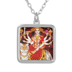 VAISHNO DEVI HINDU GODDESS SILVER PLATED NECKLACE