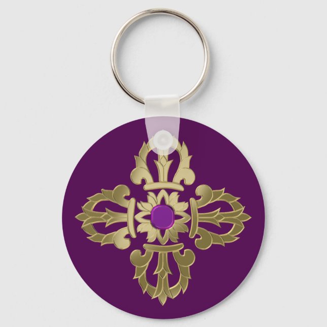 Vajra golden buddhist symbol keychain (Front)