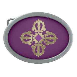 Vajra golden buddhist symbol oval belt buckle