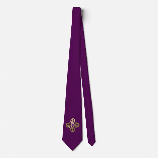 Vajra golden buddhist symbol tie (Front)