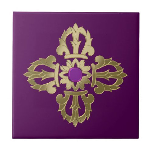 Vajra golden buddhist symbol tile