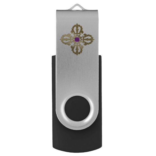 Vajra golden buddhist symbol USB flash drive (Front Vertical)