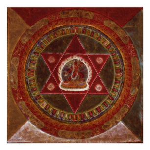 Vajrayogini stands in two crossed red triangles poster