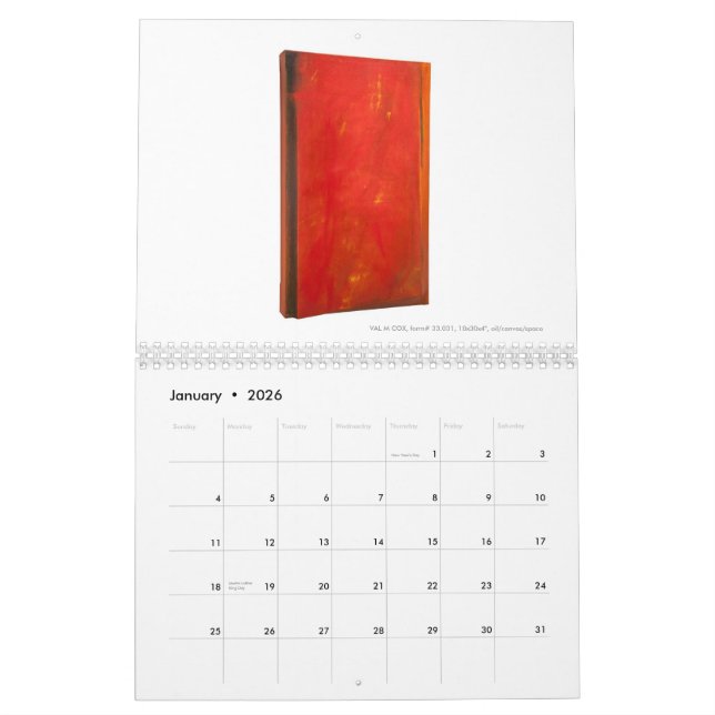 VAL M COX CALENDAR - WORKS IN OIL 2 - U.S. Edition (Jan 2026)
