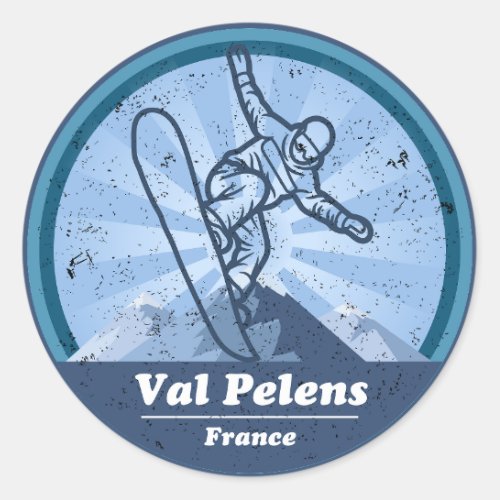 Val Pelens Ski resort _ Snowboard Classic Round Sticker