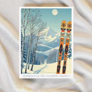 Val Thorens France ski vacation retro Postcard